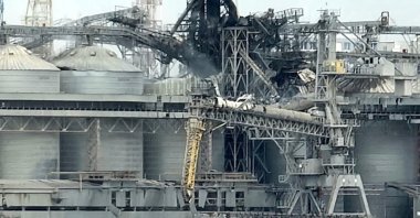 A view shows a grain terminal in a seaport damaged during Russian missile and drone strikes, in an undisclosed location in Odesa region, Ukraine, July 19, 2023. (Reuters Photo)