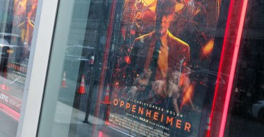 A poster for the film &quot;Oppenheimer,&quot; in New York, U.S., July 17, 2023. (AFP Photo)
