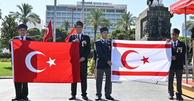Members of a veterans&#039; association mark Peace and Freedom Day, in Izmir, western Türkiye, July 20, 2023. (AA Photo) 
