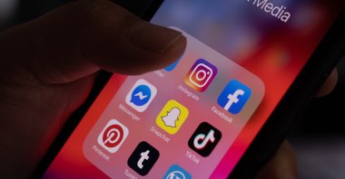 Close Up of Smartphone Display with Social Media Application Icons, Instagram, Facebook, Messenger, Pinterest, Tumblr, July 21, 2019. (Shutterstock File Photo)