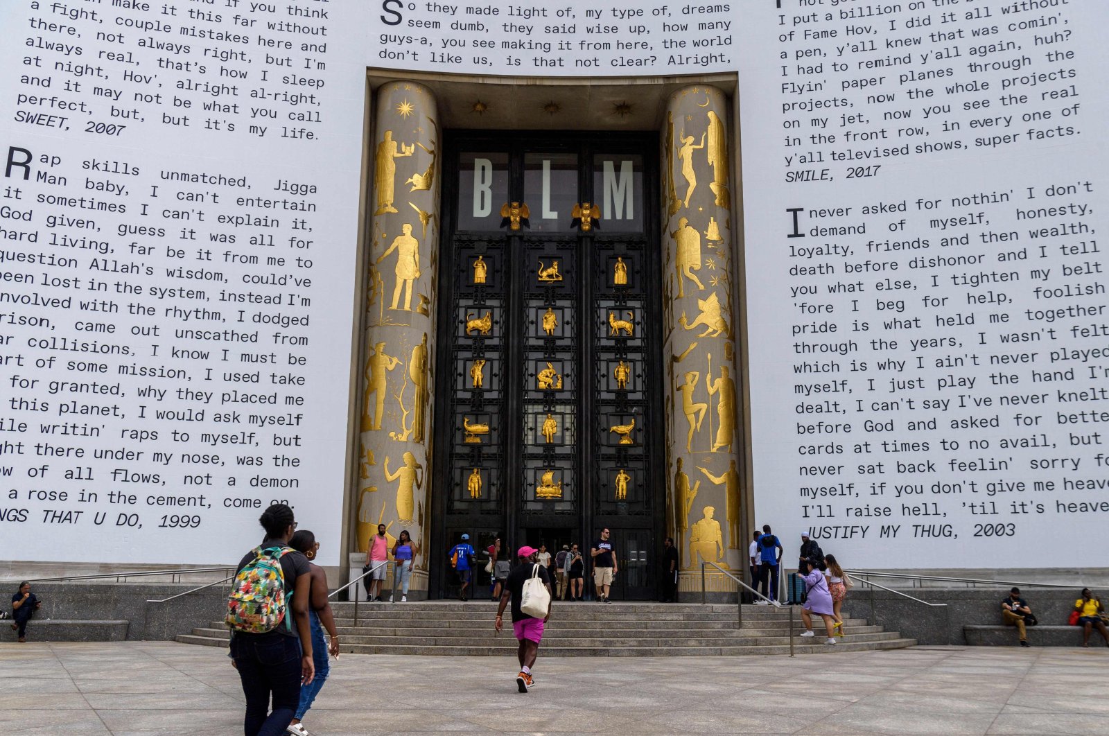 A view of the Brooklyn Public Library&#039;s Central Library with Jay-Z lyrics on the facade, New York, U.S., July 17, 2023. (AFP Photo)