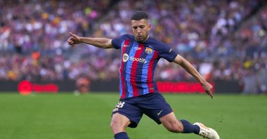 Ex-Barcelona fullback Jordi Alba kicks the ball during the La Liga match against Mallorca at Camp Nou, Barcelona, Spain, May 28, 2023. (Getty Images Photo)
