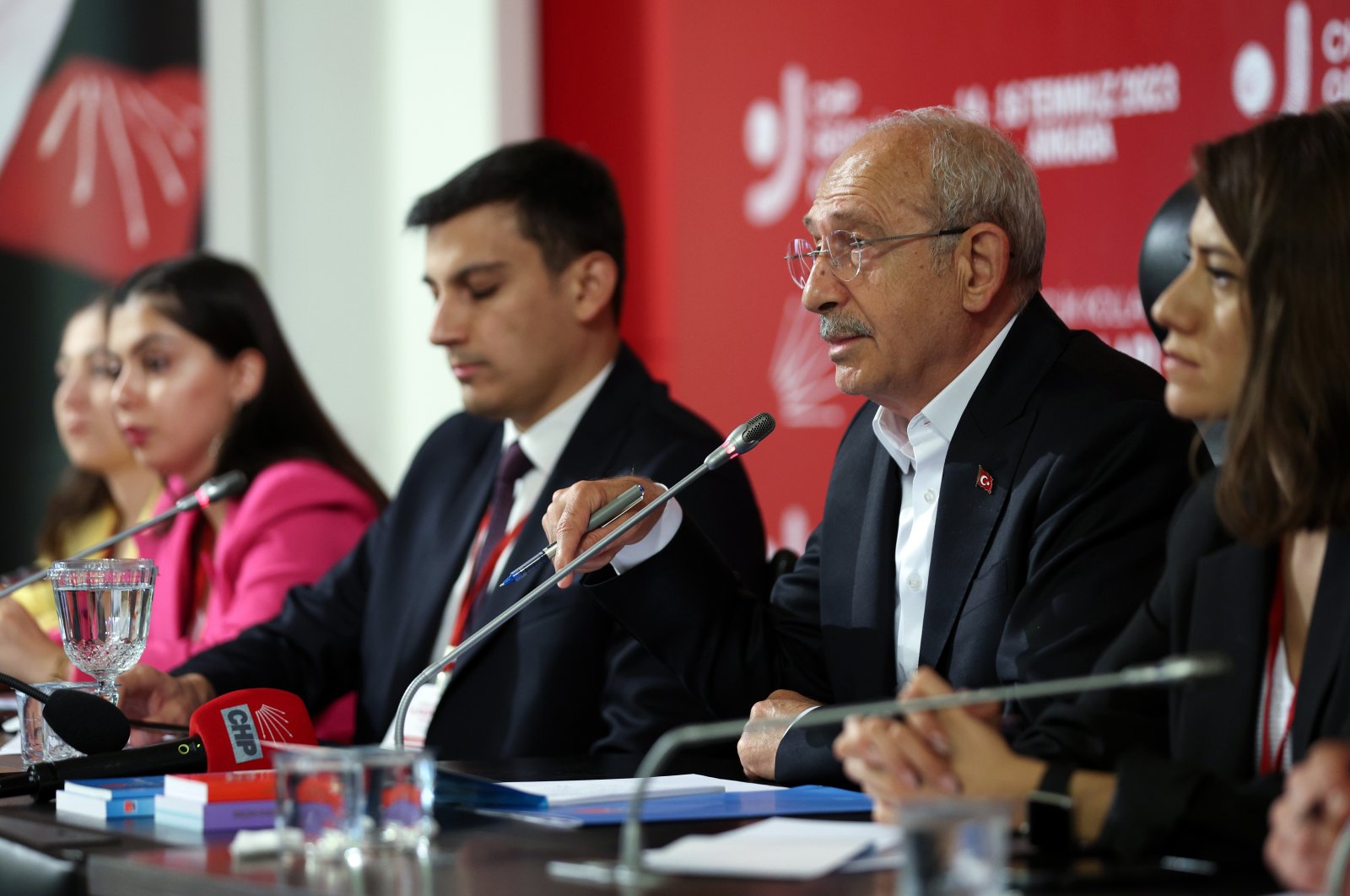 Republican People’s Party (CHP) Chairperson Kemal Kılıçdaroğlu speaks at a meeting of the youth branch of his party, in the capital Ankara, Türkiye, July 15, 2023. (AA Photo)