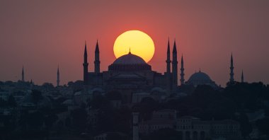 A beautiful sunset view of the Hagia Sophia Grand Mosque, Istanbul, Türkiye, July 23, 2023. (AA Photo)
