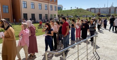 Students are seen in a queue for exam enrollment in Kastamonu, Türkiye, July 23, 2023. (IHA Photo) 