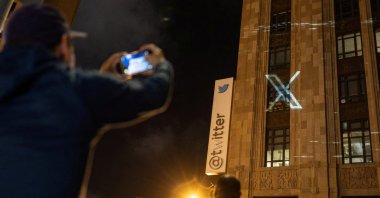 Twitter&#039;s new logo projected on the corporate headquarters building in downtown San Francisco, California, U.S. July 23, 2023. (Reuters Photo)