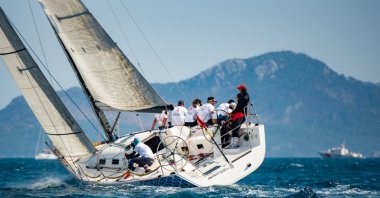 Turkish sailors pose for a photo during the Presidential International Yacht Race, Müğla, Türkiye, May 25, 2022. (Courtesy of Sail Türkiye)