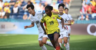 Colombia's forward Linda Caicedo (C) runs with the ball during the Australia and New Zealand 2023 Women's World Cup Group H football match against South Korea at Sydney Football Stadium, Sydney, Australia, July 25, 2023. (AFP Photo)