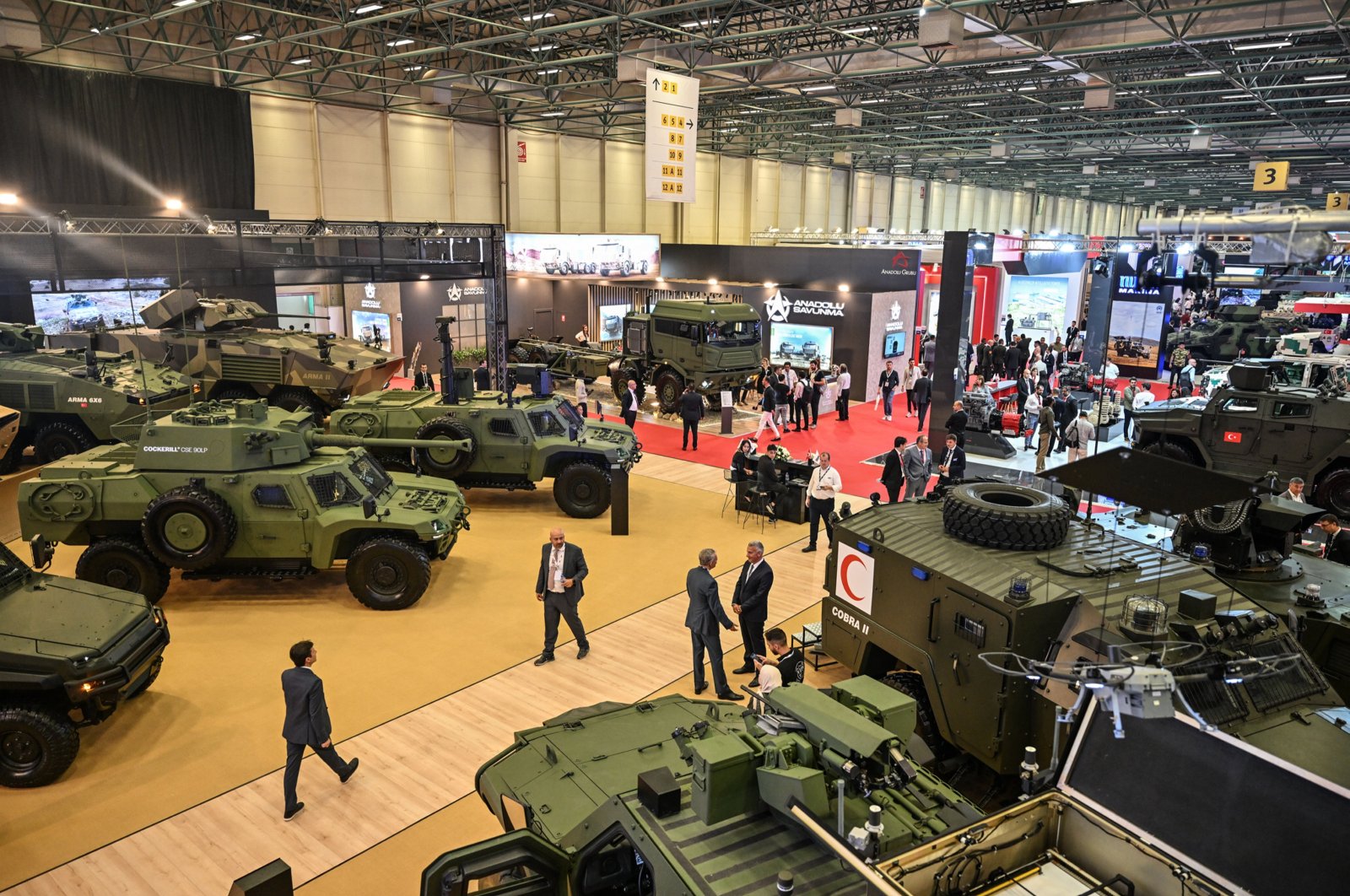 Vehicles and platforms developed by Turkish defense companies are on display at IDEF 2023 fair, in Istanbul, Türkiye, July 25, 2023. (AA Photo)