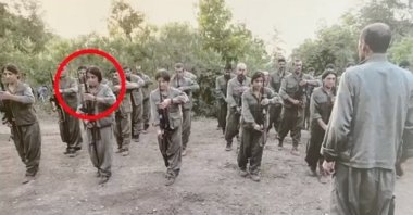 An undated photo handed out by the Interior Ministry shows Fatima al-Musa (circled in red) at a PKK training camp in an undisclosed location. (Courtesy of the Interior Ministry)