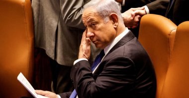 Israeli Prime Minister Benjamin Netanyahu at the Knesset, Jerusalem, July 24, 2023. (AFP)