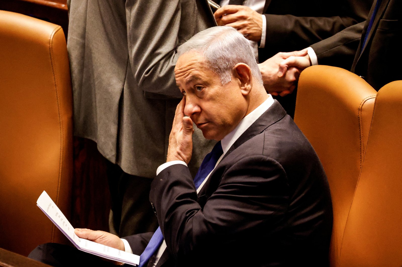 Israeli Prime Minister Benjamin Netanyahu at the Knesset, Jerusalem, July 24, 2023. (AFP)