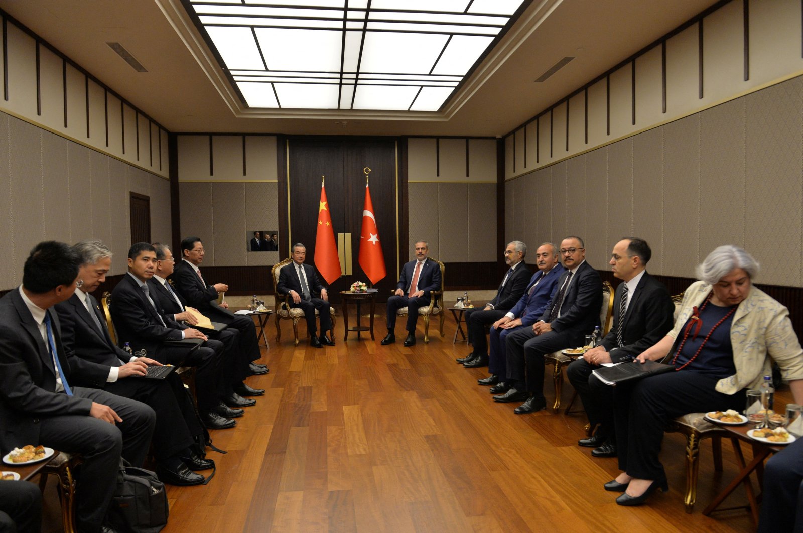 Foreign Minister Hakan Fidan meets with Chinese Foreign Minister Wang Yi in Ankara, Türkiye, July 26, 2023. (Reuters Photo)