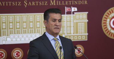 Mustafa Sarıgül speaks at a news conference in the capital Ankara, Türkiye, July 25, 2023. (AA Photo)