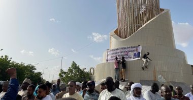 Supporters of Nigerien President Mohamed Bazoum gather in Niamey, Niger, July 26, 2023. (AFP Photo)
