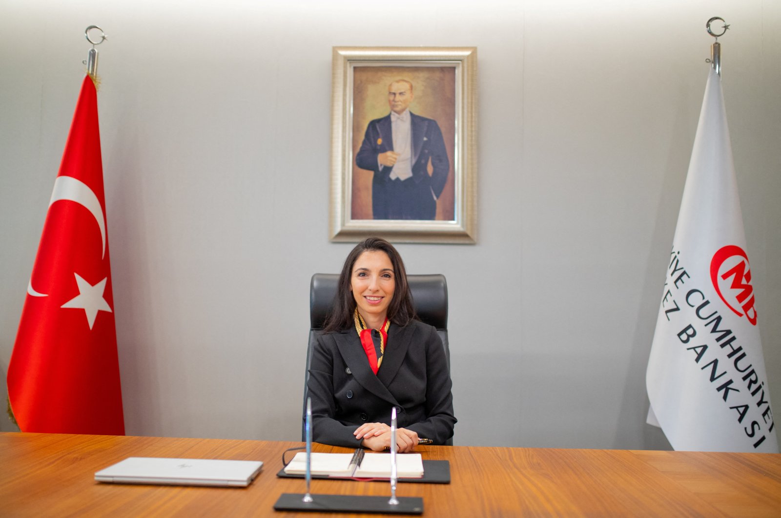 Central Bank of the Republic of Türkiye Governor Hafize Gaye Erkan poses in her office in Ankara, Türkiye, July 6, 2023. (Reuters Photo)