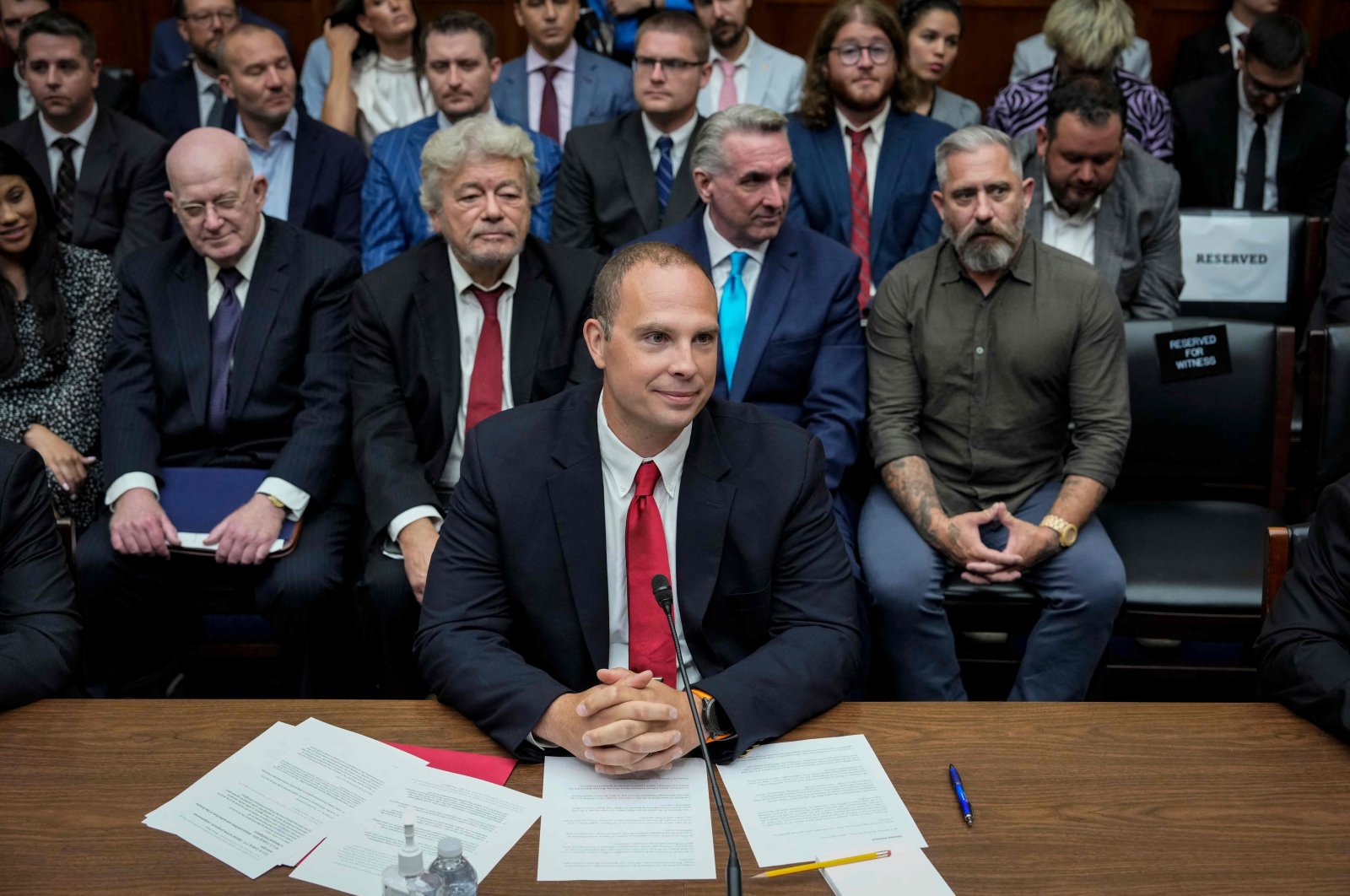 Former Air Force intel officer David Grusch testifies before a Congressional committee, Washington, D.C., U.S., July 26, 2023. (AFP Photo)