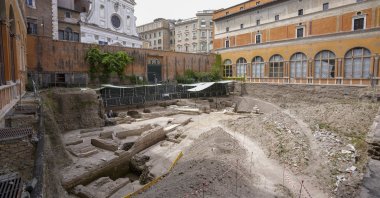 Personnel at the excavation site of the ancient Roman emperor Nero's theater, in Rome, Italy, July 26, 2023. (AP Photo)