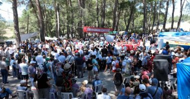 Villagers, environmentalists, mine workers and labor union officials gather in the Akbelen Forest, in Muğla, Türkiye, July 28, 2023. (DHA Photo)