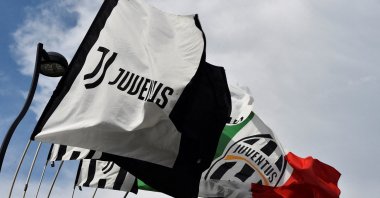  General view of Juventus flags seen outside the stadium before the Juventus v Sevilla match, Allianz Stadium, Turin, Italy, May 11, 2023. (Reuters File Photo)
