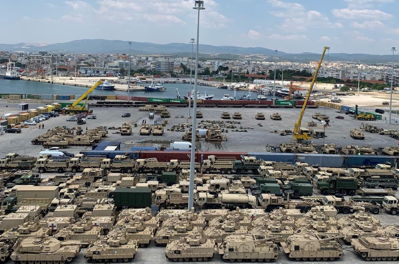 A view of U.S. military vehicles, at Alexandroupoli port, in Alexandroupoli, Greece, July 25, 2021. (DHA Photo)