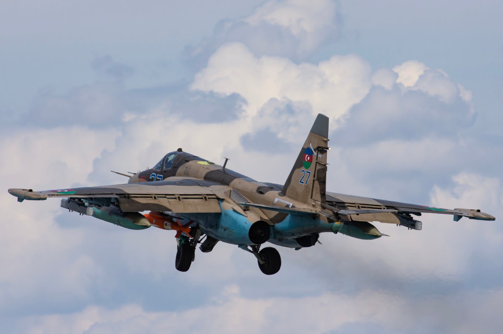 Sukhoi SU-25 from the Azerbaijani Air Force flies during the Anatolian Eagle 2023 exercises continue in Konya, May 9, 2023. (Shutterstock File Photo)