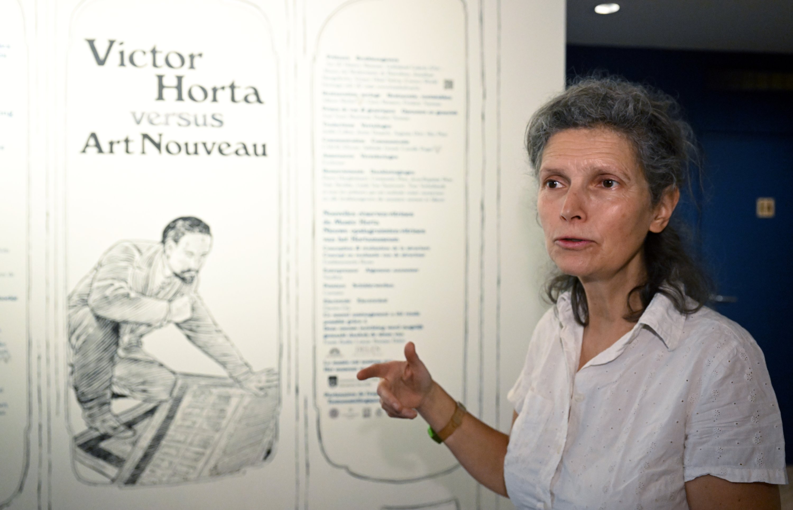 Elizabeth Horth, the curator of the Horta Museum, speaks to an Anadolu Agency (AA) correspondent about the artistic school, Brussels, Belgium, July 4, 2023. (AA Photo)