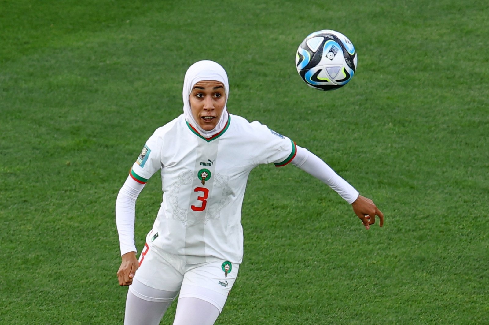 Morocco&#039;s Nouhaila Benzina in against South Korea, Adelaide, Australia, July 30, 2023. (Reuters Photo)