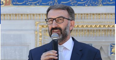 Professor Mustafa Sabri Küçükaşçı speaks at a program, Istanbul, Türkiye, July 30, 2023. (AA Photo)