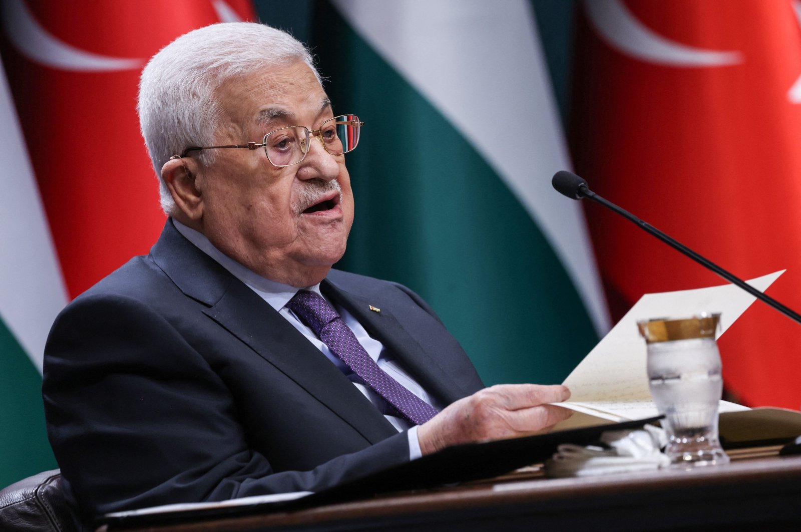 Palestinian President Mahmoud Abbas at a joint press conference in Ankara, Türkiye, July 25, 2023. (AFP Photo)