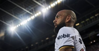 Ex-Pumas' Dani Alves during the Joan Gamper Trophy friendly presentation match between FC Barcelona and Pumas UNAM at Camp Nou, Barcelona, Spain, Aug. 7, 2022. (Getty Images Photo)