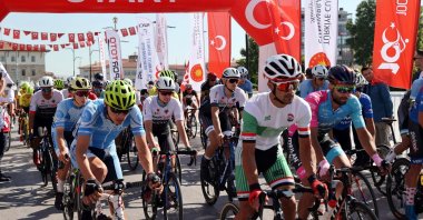 The 100th Republic Anniversary Cycling Tour is in full swing as riders start their cycling journey to Ankara, Sivas, Türkiye, Aug. 1, 2023. (AA Photo)
