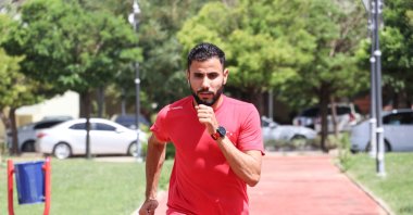 Turkish athlete, Salih Teksöz trains in preparation for the 2024 Paris Olympics, Gaziantep, Türkiye, July 28, 2023. (AA Photo)