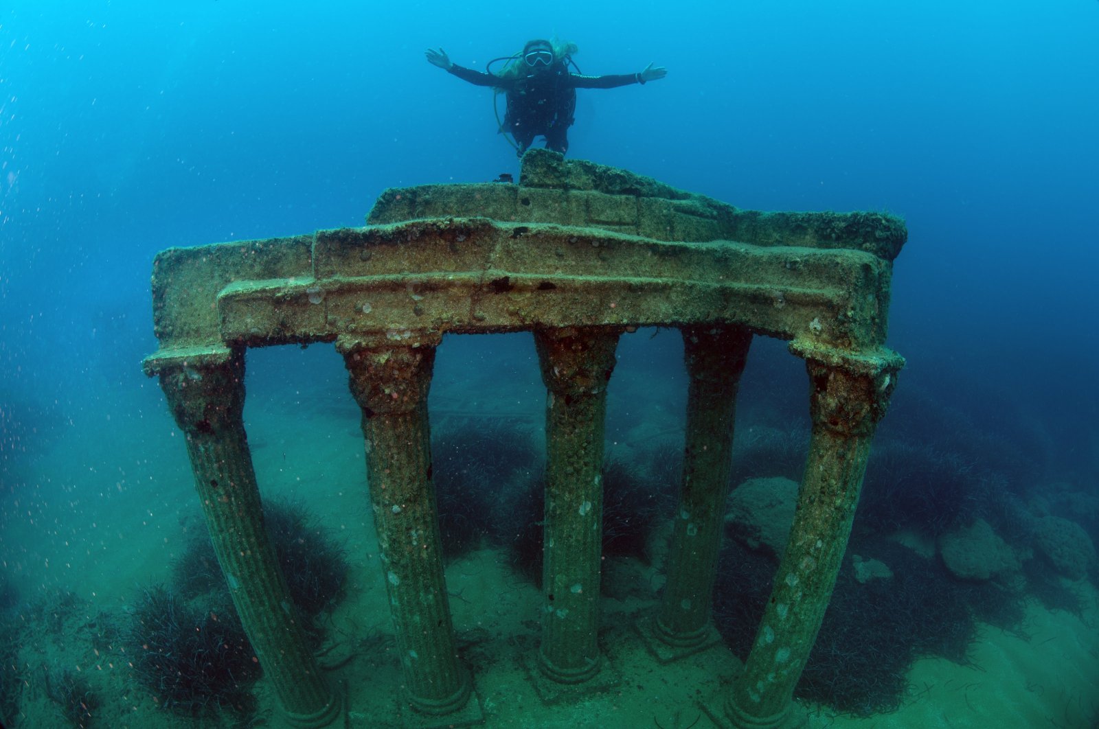 Side Underwater Museum welcomes divers and history enthusiasts with its collection of 117 sculptures, Antalya, Türkiye, June 19, 2023. (AA Photo)