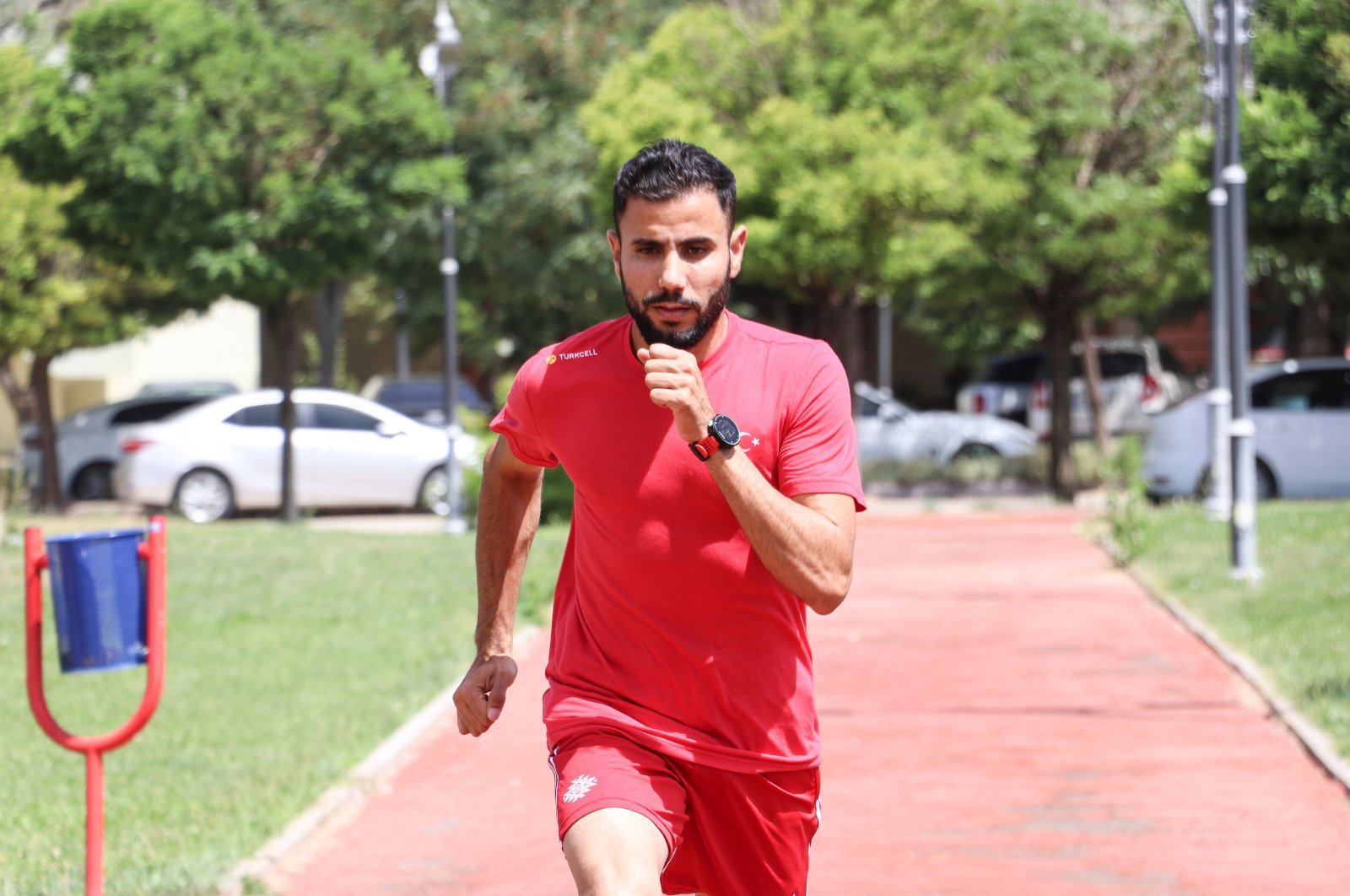 Turkish athlete, Salih Teksöz trains in preparation for the 2024 Paris Olympics, Gaziantep, Türkiye, July 28, 2023. (AA Photo)