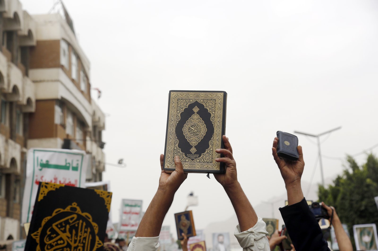 Yemenis participate in a protest denouncing the burning of Islam’s holy book, the Quran, in Sweden and Denmark, in Sanaa, Yemen, July 24, 2023.(Getty Images Photo)