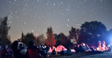 People are seen enjoying the moments of the meteor shower in central Eskişehir province, Türkiye, Aug. 14, 2020. (IHA Photo)