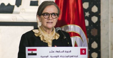 Then-Tunisian PM Najla Bouden speaks at a press conference in Tunis, Tunisia, May 13, 2022. (AP Photo)