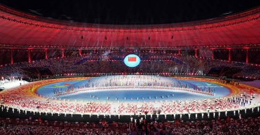 China's delegation takes part in the parade of athletes during the opening ceremony of Chengdu FISU World University Games in Chengdu, Sichuan, China, July 28, 2023. (AFP Photo)