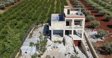 A view of the house where Türkiye says Daesh leader Abu Hussein al-Qurashi was hiding, after the operation by MIT, in Jandaris, Syria, May 1, 2023. (AA File Photo)