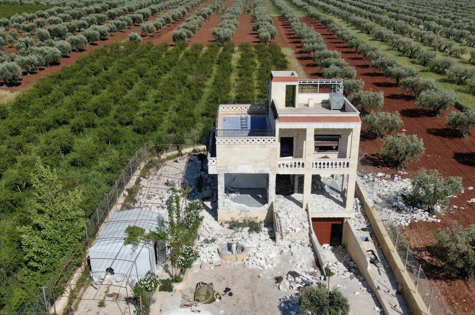 A view of the house where Türkiye says Daesh leader Abu Hussein al-Qurashi was hiding, after the operation by MIT, in Jandaris, Syria, May 1, 2023. (AA File Photo)