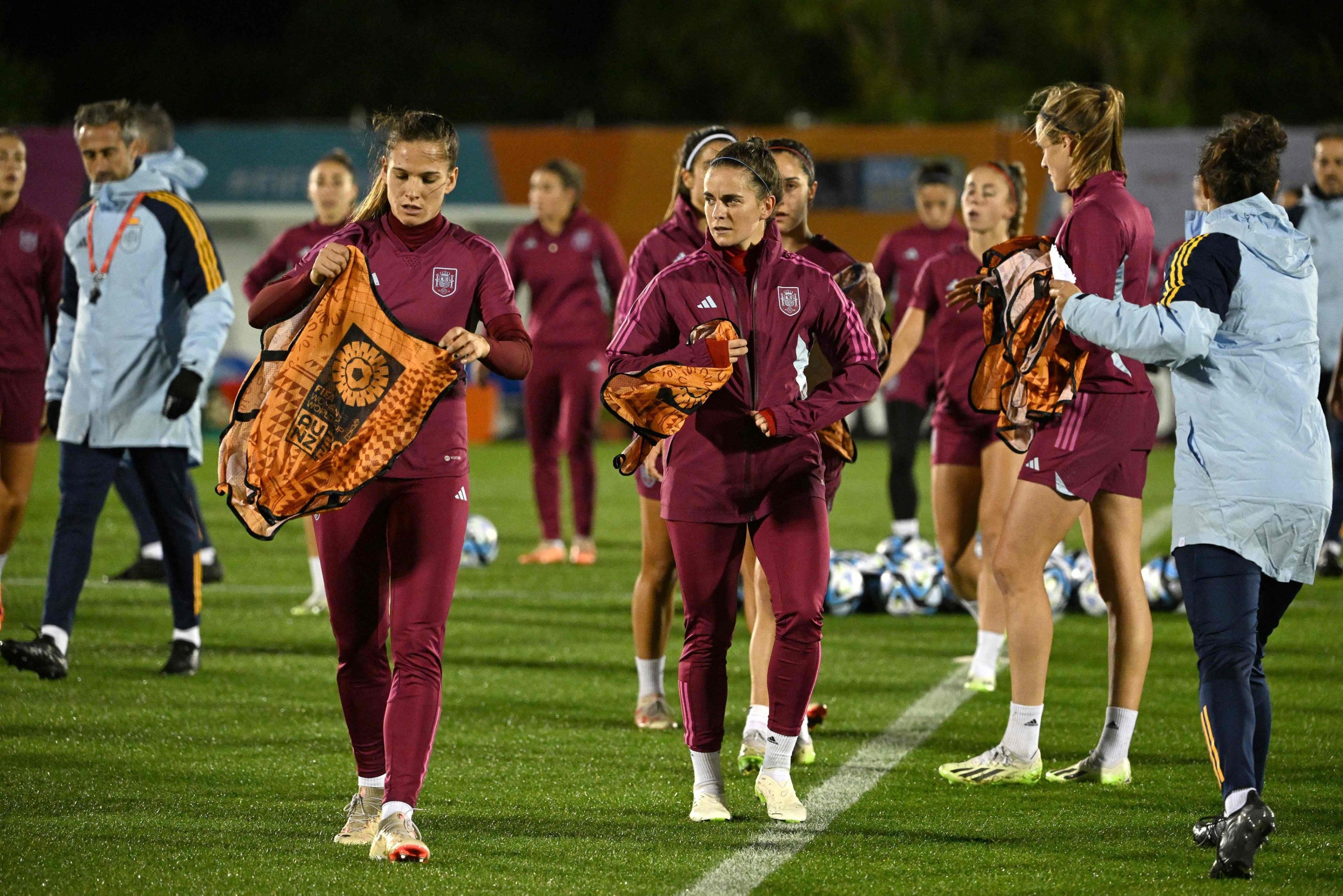 Team Spain attends a training session in Auckland, New Zealand, Aug. 4, 2023. (AFP Photo)