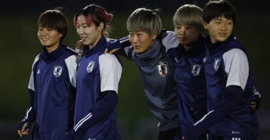 Japanese players attend training in Newtown Park, New Zealand, Aug. 4, 2023. (Reuters Photo)