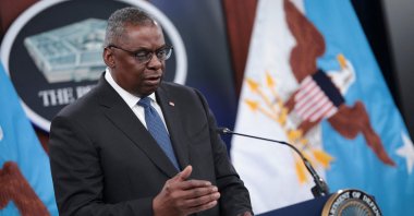 U.S. Secretary of Defense Lloyd Austin answers questions during a press briefing after participating in a virtual meeting of the Ukraine Defense Contact Group at the Pentagon in Arlington, Virginia on July 18, 2023. (AFP Photo)