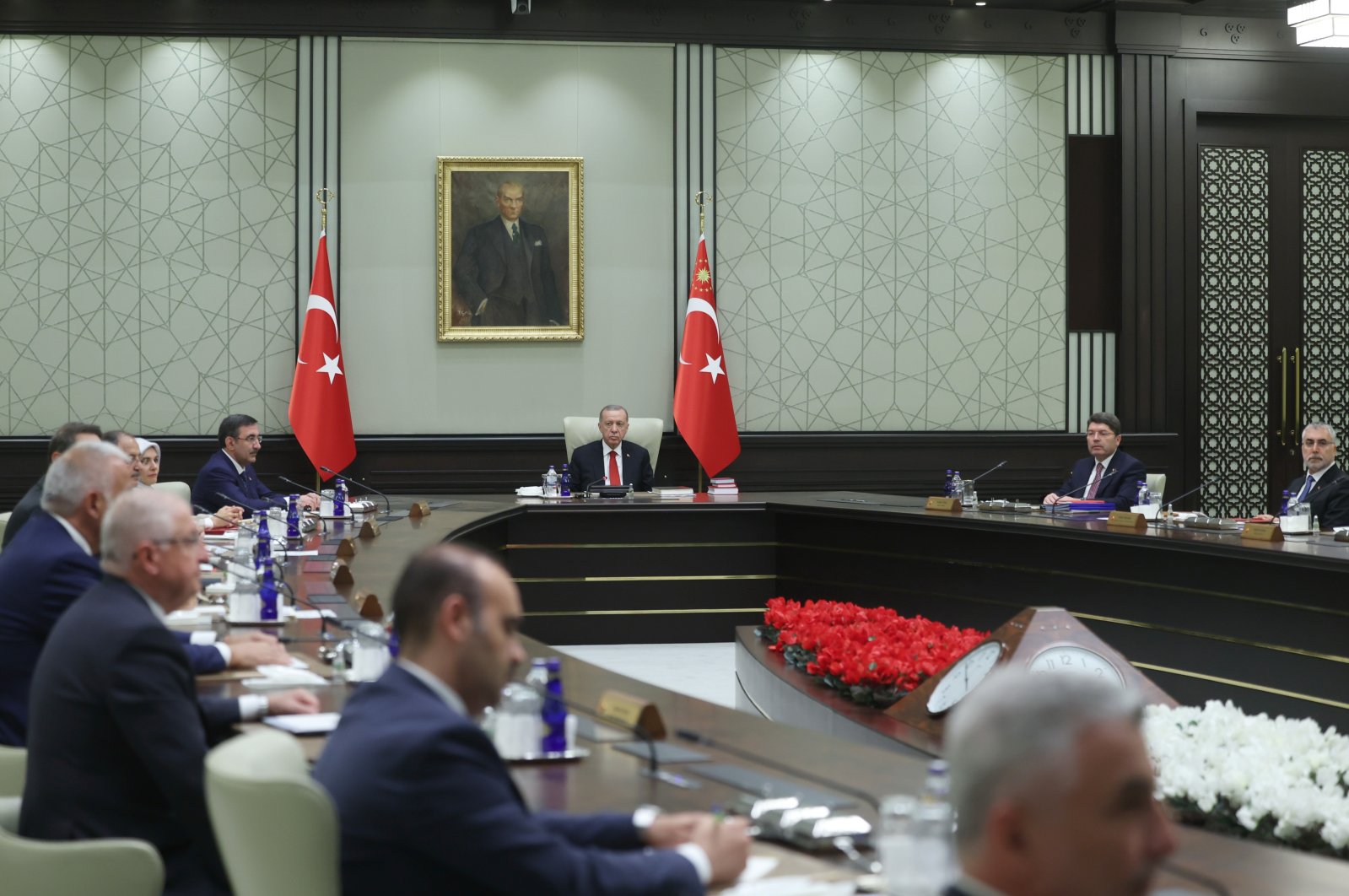 President Recep Tayyip Erdoğan during a Cabinet meeting in the capital Ankara, Türkiye, July 24, 2023. (AA Photo)