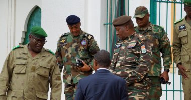 Gen. Abdourahmane Tiani (2nd R), who was declared the new head of state of Niger by leaders of a coup, arrives to meet with ministers, Niamey, Niger July 28, 2023. (Reuters Photo)