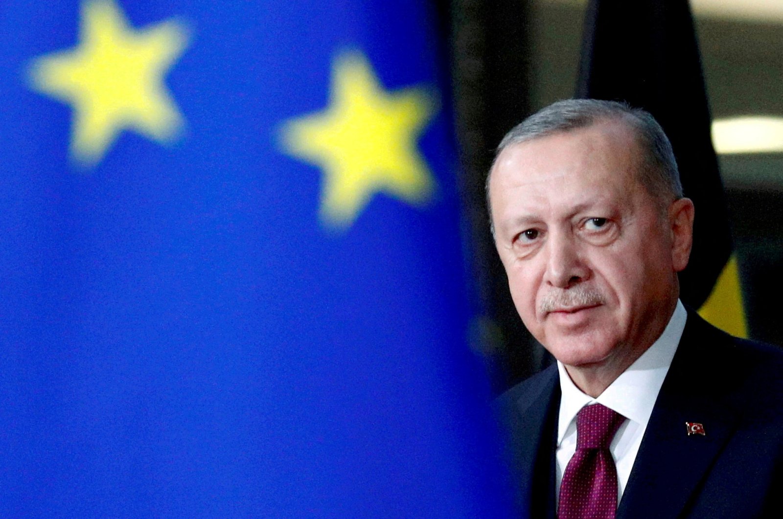 President Recep Tayyip Erdoğan arrives for a meeting with European Council President Charles Michel in Brussels, Belgium,  March 9, 2020. (Reuters Photo)