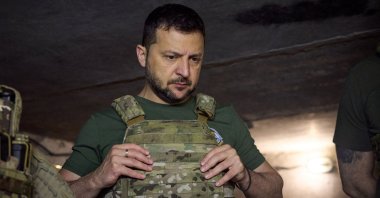 President Volodymyr Zelensky at an event near Bakhmut, Donetsk region, Ukraine, July 29, 2023. (AFP Photo)