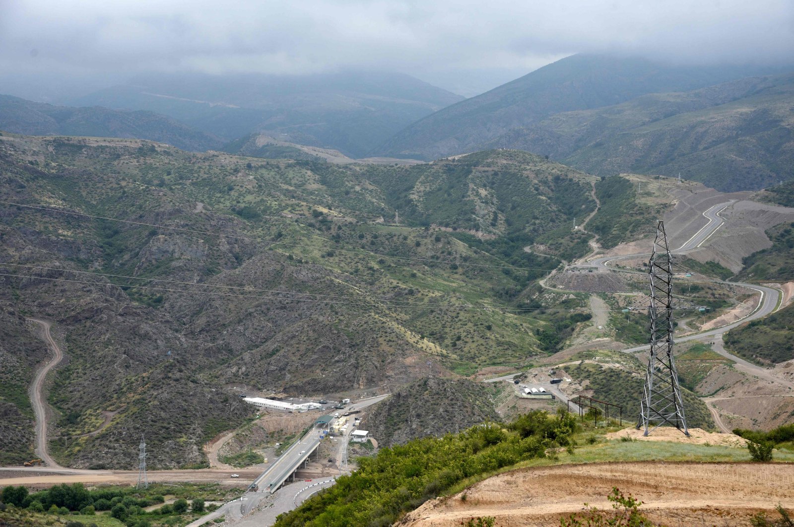 An Azerbaijani checkpoint at the entry of the Lachin corridor, in Karabakh, Azerbaijan, July 30, 2023. (AFP Photo)