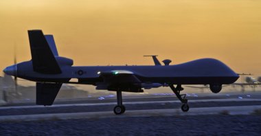 A MQ-9 Reaper drone taxis at Kandahar Airfield, Afghanistan in this Dec.27, 2009 photo. (Reuters Photo)